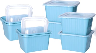 Juypal Vershoudbakjes nestbaar - BPA vrij - meal prep - 8x stuks van 1 liter - blauw - luchtdicht - herbruikbaar