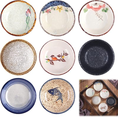Omgoods - Art Deco Keramische Dipschalen - Set van 8 Multicolor