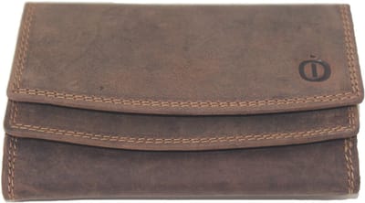 OI Hunter bruine leren portemonnee met dubbele klep / unisex portemonnee / beurs voor dames of heren / RFID SAFE / bruin leer / 133H