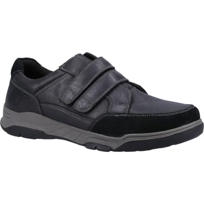 Hush Puppies Heren Fabian leren schoenen met dubbele band (Zwart)