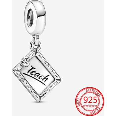 925 Sterling Zilver Schoolbord Onderwijs met Liefde Bedels Passen Originele Merk Armband Ketting S925 white