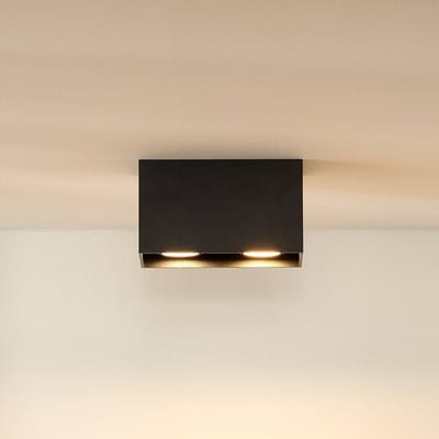 Lucide Bodi plafondspot, hoekig, zwart, GU10, 2-lamps, aluminium