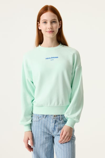 GARCIA Meisjes Tekst Print Sweater Groen Lange mouw