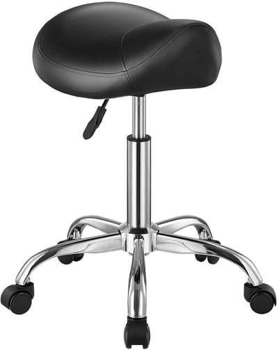 Casa Living Ergonomische Werkkruk - Zadelkruk met Wielen - Verstelbare Hoogte 55-71CM - PU Zitting - 360° Draaibaar - Zwart