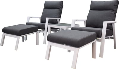 Vegas lounge balkonset 5 delig verstelbaar wit aluminium
