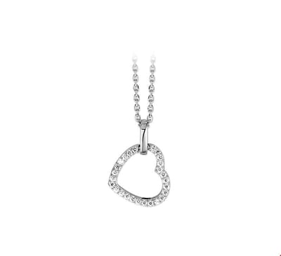 The Jewelry Collection Ketting Hart Zirkonia 1,3 mm 41 + 4 cm - Zilver