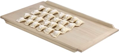 KADAX Noedelplank, houten bakplank van hoogwaardig populierenhout, deegplank met aanslaglijsten, traditionele bakplank voor pasta, cake, deegzakken (beide zijden, 60 x 80 cm)