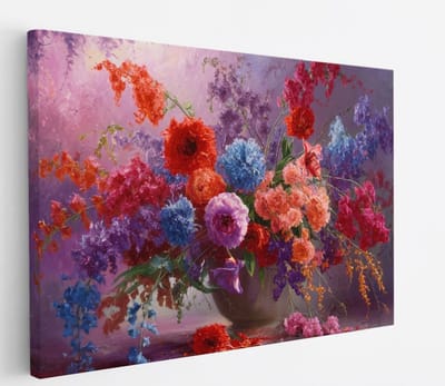 Saammp Canvas Schilderij - Abstract Bloemenschilderij - Natuur - Abstract - 45x30 - Foto op canvas - Wanddecoratie - Muurdecoratie Woonkamer - Kantoor Decoratie