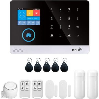 433MHz Draadloos WIFI + GSM Autodial Alarm Beveiligingssysteem LCD Display Deursensor Smart Home Inbraakbeveiligingsalarmsysteem wit/zwart