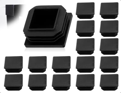 Set van 16 Plastic Eindkappen voor Vierkante Buizen - Slat Stoppers, Tube Covers en Plugs (Zwart, 40 x 40 mm) voor Bescherming en Afwerking