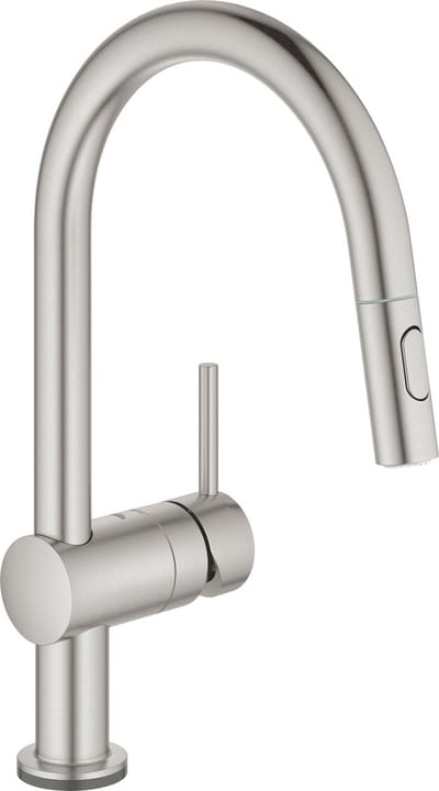 GROHE Minta Touch keukenkraan - Met uittrekbare handdouche - 2 straalsoorten - Hoge draaibare uitloop - RVS (supersteel)