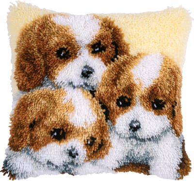 Vervaco - Knoopkussen kit - 3 Honden - PN-0145646 - Borduren - Borduurpakket - Borduurpakket volwassenen - Borduurpakket kind