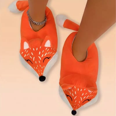 Grappige pantoffels | Vos Sloffen | One size fits all maat 32 t/m 38 voor Kinderen, Dames en Heren | Pantoffel dierensloffen | Pluche dierenpantoffels | zachte binnenschoenen | Sloffen en Pantoffels maat 32, 33, 34, 35, 36, 37, 38
