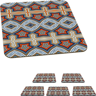 Onderzetters voor glazen - Patroon - Afrika - Vormen - 10x10 cm - Glasonderzetters - 6 stuks