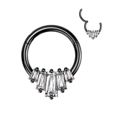 Piercing PVD 5 Baguette 1.2x10 - zwart - LMPiercings