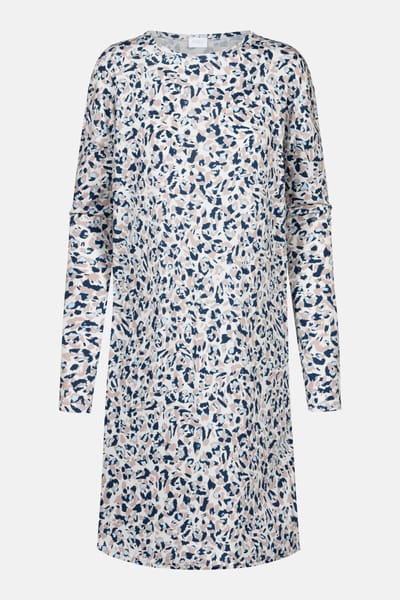 Mey Dames Slaapkleed – Soft Leo – Lange Mouw – 100% Katoen – Deep Marine - 40