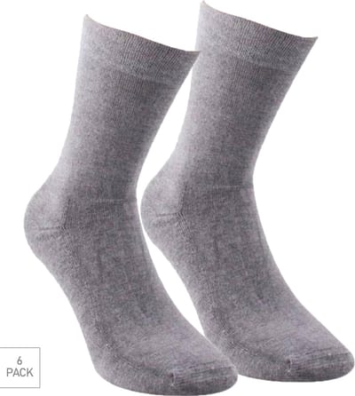 Boru Bamboo - 6-Pack - Sokken met Badstof Zool - Bamboe - Naadloos - Heren / Dames - medium grijs - 35-38 - 2304