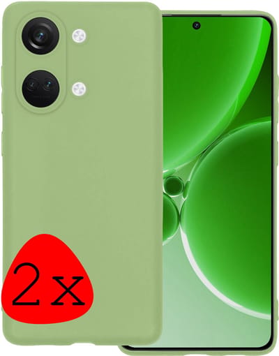 Hoesje 2 Stuks - Geschikt voor OnePlus Nord 3 - Sterk & Shockproof - Case Siliconen - Back Cover - Telefoon Hoes - Groen