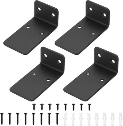 Zwevende Plankdragers Set van 4, 9cm Zware Hoekplankbeugels, Onzichtbaar en Zwart voor Wandplanken