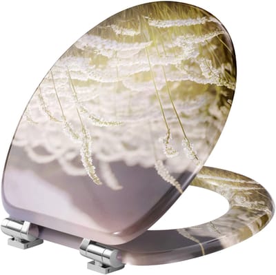 Ovale Toiletbril - WC bril - Voor Badkamer - Soft Close & Quick Release - Houten Toiletdeksel met Bedrukte Decoratie