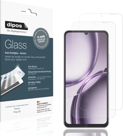 dipos – 2x Matte Pantserfolie geschikt voor Tecno Pop 20 | 9H Screenprotector