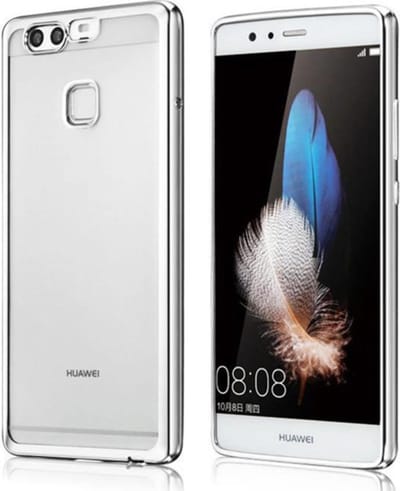 Hoesje geschikt voor Huawei P10 Lite - Electroplating TPU Case Transparant met Zilveren Bumper (Silver Silicone Hoesje)