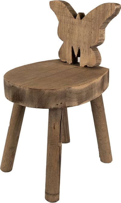 Clayre & Eef Plantentafeltje 18x19x34 cm Bruin Hout Vlinder