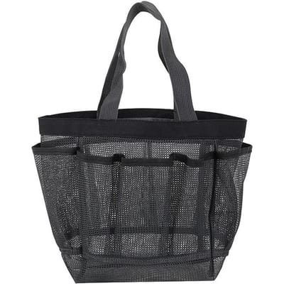 Cabas de douche portable en maille, sac de plage, sac de rangement de voyage, trousse de toilette, sac de bain pour la natation, adapté pour le camping en extérieur, cabas à séchage rapide gris