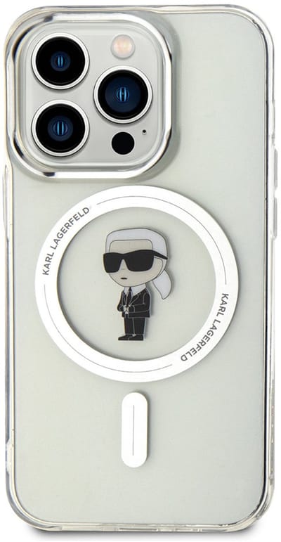 Karl Lagerfeld, Hoesje geschikt voor iPhone 15 Pro - IML Ikonik MagSafe Compatibel, Transparant