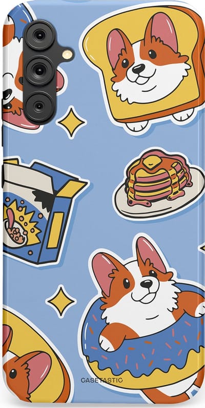 Casetastic Hoesje Geschikt voor Samsung A34 (5G) - Stijlvolle Beschermende Duo-layer Case - Hondenfeest Ontbijt