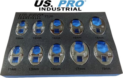 Professionele Moersleutel / kraaienpoot set met 10 kraaienpootsleutels in foam inlay 3/8" 10-delig