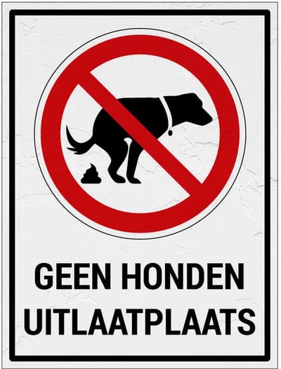 Geen honden uitlaatplaats bord met tekst | Sign Again materiaal | 20 x 15 cm