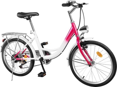 Kinderfiets, 20 inch, 6 versnellingen, stadsfiets, schijfrem, fiets voor volwassenen, voor dames, jongens, meisjes
