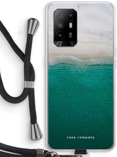 Case Company® - Hoesje met koord geschikt voor Oppo A94 5G hoesje met Koord - Stranded - Telefoonhoesje met Zwart Koord - Bescherming aan alle Kanten en Over de Schermrand