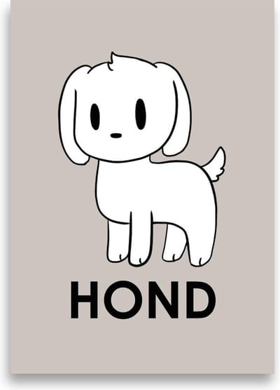 Kinderposter | Kinderkamer | Babykamer | Dieren | Wanddecoratie | A3 formaat | MOODZ design | Hond | Zand