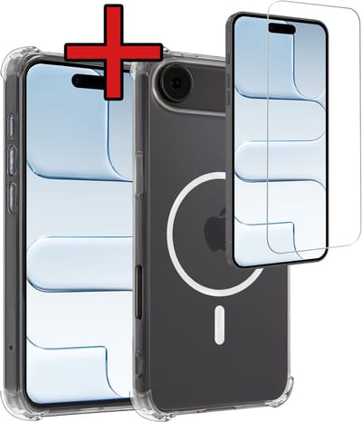 Hoesje - Met Screenprotector - Geschikt voor Apple iPhone Air - Magsafe Compatible - Sterk & Shockproof - Shock Proof Case - Back Cover - Telefoon Hoes - Telefoonhoes - Transparant