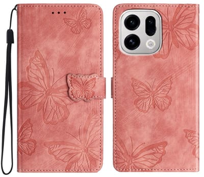 Coverup Hoesje - Geschikt voor OPPO Find X9 Pro Hoesje - Coverup Vlinders Book Case - Roze