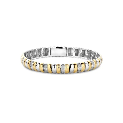 TI SENTO Dames Armband - 925 zilver - Zirkonia met geel verguld - Maat L - 23081ZY
