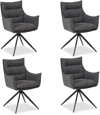 Homestyle4u Eetkamerstoel - 4 Stoelen - Draaibaar - Antraciet