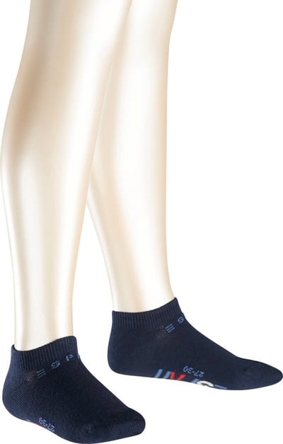 Esprit Foot Logo 2-Pack kort eenkleurig katoen multipack sneakersokken enkelsokken kinderen blauw - maat 23-26