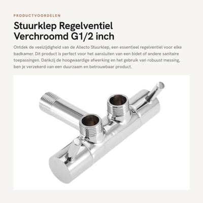 Dailygoods - Stuurklep - Regelventiel - Verchroomd - G1/2 inch - Bidet WC-Afvoerklep - Duurzaam en lekvrij - Geschikt voor sanitair
