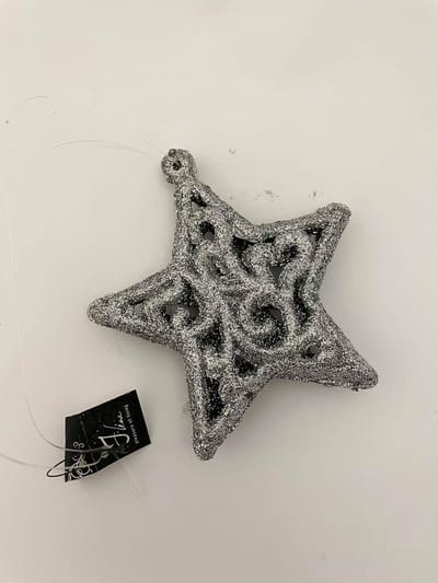 J-Line kersthanger ster zilver/glitter 12cm