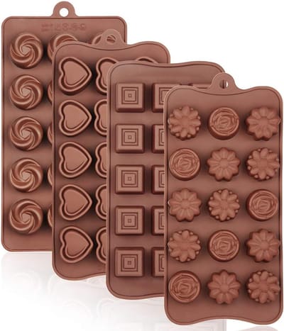 Chocolade Vormen Set - 4-Delig - Voedselveilig Silicone - BPA-Vrij - Multifunctioneel - Voor Bonbons - IJsblokjes - Bakken - Keukenaccessoires