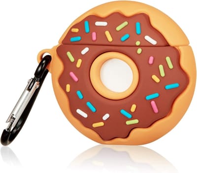 Zachte Siliconen Beschermhoes voor AirPods Pro en AirPods 3 met Schattige Donut Print en Sleutelhanger Accessoire voor Vrouwen en Meisjes