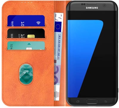 Geschikt voor Samsung Galaxy S7 Edge Telefoonhoesje Bruin Kunstleer Met Magnetische Sluiting - Portemonnee BookCase Met Pasjeshouder - ProtX