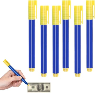 6 Pens Valse Bankbiljetten Detectoren met Snelle Testfunctie - Draagbare Euro Testpen voor Winkels, Kantoor en Reizen