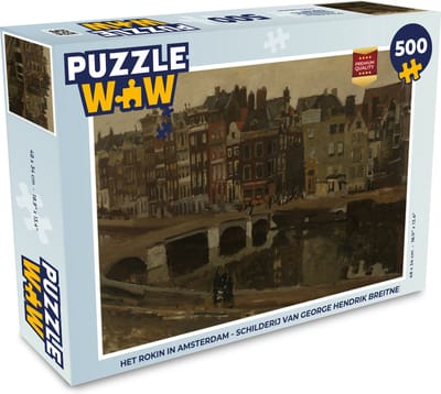 Puzzel Het Rokin in Amsterdam - Schilderij van George Hendrik Breitner - Legpuzzel - Puzzel 500 stukjes