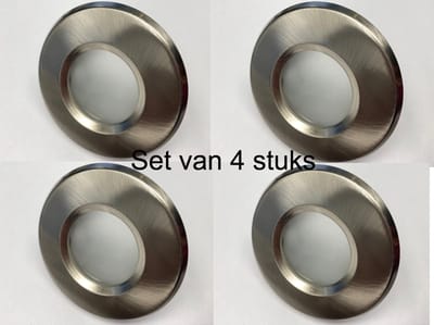 GU10 Inbouwspots LED Badkamerspot IP65.. RVS-look Set van 4 – Philips LED 3W – 2700K Extra Warm Wit – 230 Lumen – Dimbaar – 230V – Hoogwaardig Aluminium