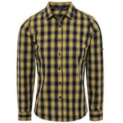 Premier Dames/dames Mulligan Check shirt met lange mouwen (Kameel/Zwaar)