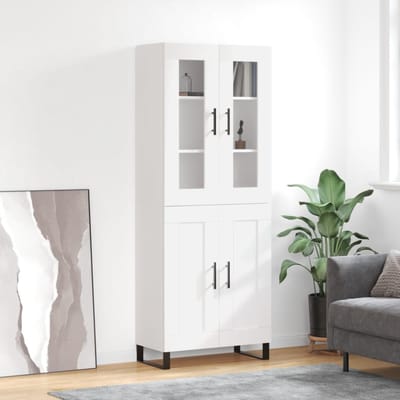 vidaXL - Hoge - kast - 69,5x34x180 - cm - bewerkt - hout - wit